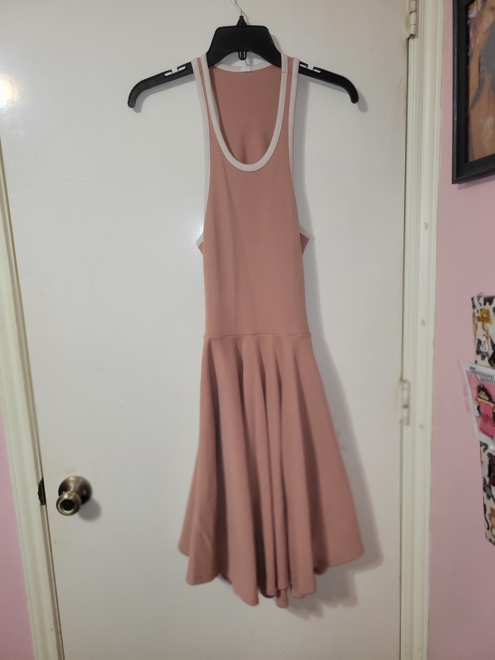 Anthropologie Racerback Midi Dress in Dusty Rose with Contrast Trim